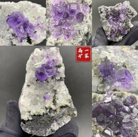 福建天然紫螢石水晶共生礦物晶體礦石標本觀賞石教學科普收藏擺件