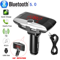 12-24V BT01 Car Mp3 Card Big Screen Bluetooth 5.0 Wireless FM Transmitter Kit MP3 Player Radio Adapter Dual USB Charger