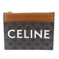 【二手名牌BRAND OFF】CELINE 賽琳 棕色 Triomphe 帆布 零錢包