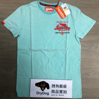 跩狗嚴選 極度乾燥 Superdry 水洗染布感 湖水綠 上衣 短袖 有機純棉 復古風格 仿舊水洗雙面 Logo T56