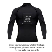 Mens Gym Compression Shirt Male Rashgard Fitness Long Sleeves Running Clothes Homme Tshirt Supports Pattern Customization