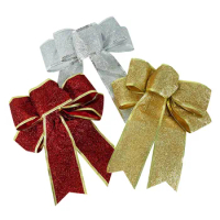 Red Golden Large Bow Christmas Wreath Bows Wedding Christmas Tree Decorations DIY Handmade Gift Packaging Supplies Xmas Ornament