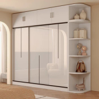 Modern Small Bedroom Large Wardrobes Home Furniture Sliding Door Solid Wood Assembly Clothes Wardrobe Rental House Open Closets