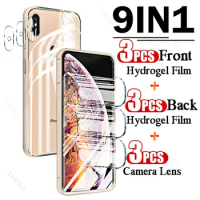 9in1 Full Cover Front Back Hydrogel Film for Apple IPhone XS Max 6.5" Fingerprint Screen Protector for IPhone X S Camera Lens HD