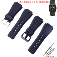 Men's and women's rubber watches with pin buckle suitable for Bell Ross BR01 34*24mm waterproof silicone sports strap