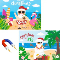 2pcs Christmas in July Cruise Door Magnet Decor Magnetic Refrigerator Car Cabin Ship Decals Fridge Sticker for Home Kitchen