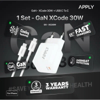 [GARANSI 3 TAHUN] Apply - 1 Set GaN XCode 30W + Cable C to C 60W For iPhone 15 - 16 Series Fast Char