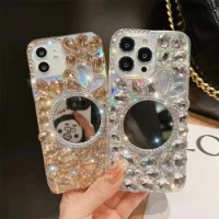 Sunjolly Mirror Diamond Case for OPPO F11 A9X R19 AX7 K1 R15 R17 Pro F9 A12 Findx A5 A3S Pink Crystal Rhinestone Phone Cover