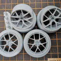 4pcs 1/18 BBS FIR Resin Wheels with Tires Tyre Rims 3D Printed Unpainted Spare Parts for 1:18 Model Car