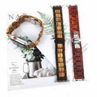 Original Wooden Band for Apple Watch SE 44mm 40mm 38MM 42MM Correa Loop Wood Luxury Bracelet iWatch Series 5 4 3 6 5 7 41mm 45mm
