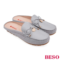 【A.S.O 阿瘦集團】BESO率性穿搭柔軟牛皮蝴蝶結穆勒鞋(淺藍色)