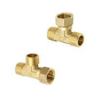 Brass 1/2 Inch Male Female Tee Connector Plumbing Hose Splitter Copper T-Shape Fitting 3 Way Hose Tube Adapter 1Pcs