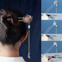 古風漢服花朵流蘇發簪女盤發簪子復古超仙氣質旗袍現代發釵頭飾