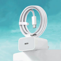 【ANTIAN】20W iphone16/15 PD快充充電器套組 Type-C to Type-C尼龍充電線 1M 充電頭 豆腐頭