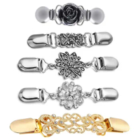 5 Pieces Sweater Shawl Clips Set Retro Cardigan Collar Clips Antique Flowers Dresses Shawl Duck-mouth Clip for Women Girls