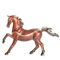 Arabian Horse Enameled Pewter Jeweled Trinket Box Keepsake Box Pill Box Horse Figurine Gifts