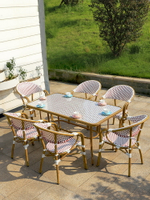 室外花園桌椅戶外桌椅小戶型休閑咖啡廳白色桌椅庭院露天防水桌椅