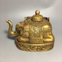 黃銅大象水壺仿古銅器招財進寶吉祥如意銅壺茶壺客廳茶藝擺件飾品