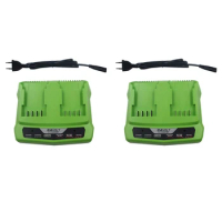 2X Li-Ion Battery Charger For Greenworks 24V Rechargeable Chainsaw Lithium Battery Electric Tool EU Plug