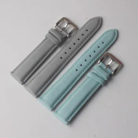 Watchband Genuine Leather Smooth Quick Release pin spring bar Grey Strap Soft 14mm 16mm 18mm 20mm Fit Omega Tissot Mido Men lady