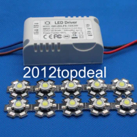 10pcs 3W Warm White 3000-3500K led chip and with 1pcs 6-10x3W led driver for DIY