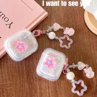 3D Cute Star With Chain Cover for Apple AirPods1 2 3 Pro 2nd Case bell Keychain Earphone Case for AirPods Pro Case box Airpods 3