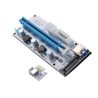 Riser VER008S 3 in 1 Molex 4Pin SATA 6PIN PCIE PCI-E PCI Express Riser Card 1x to 16x USB 3.0 Cable For Mining BTC Bitcoin Miner