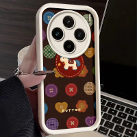เคสโทรศัพท์พิมพ์ลายโพนี่โบว์ปุ่มย้อนยุคเข้ากันได้กับ vivo Y39 5G, Y38 5G, Y200i, IQOOZ10, X90, X90S,