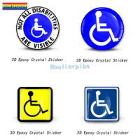 3D Practical Stereo Epoxy Dome Car Sticker Blue Wheelchair Disabled Vinyl Suitable for Car Motorcycle Cell Phone Refrigerator