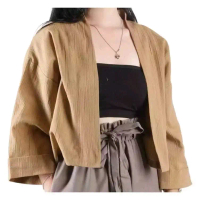 Belia Outer Cardigan Linen Crincle Premium Katun Kardigan Crop Wanita Polos Baju Crinkle
