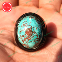 Cincin Batu Akik Pirus Urat Serat Merah Ring Hitam