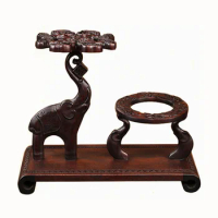 Classic Table Top Red Wood Wine Rack With Glass Holder