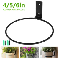 Wall Mounted Flower Pot Holder Ring Easy Install Versatile Metal Plant Hook Flower Pot Stand for Indoor&amp;Outdoor Decorative