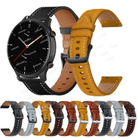 22mm Leather Band For Huami Amazfit 4/3/3 pro/2e/2 Smart Watch Straps for Amazfit GTR 47mm/Pace/Stratos 3 2 Watchbands Bracelet