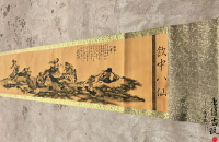 仿古做舊中式卷軸掛畫山水畫精美復古壁畫長卷畫收藏飲中八仙圖