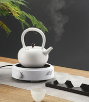 圓形煮茶器家用電陶爐110v伏辦公室煮茶壺蒸汽黑茶網紅蒸茶養生壺