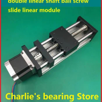 1pc 80mm wide GGP double linear shaft ball screw slide linear module slide table module