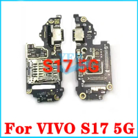 For Vivo S16 Pro S17 USB Charger Port Jack Dock With Sim Card Reader connect charging port flex cable part