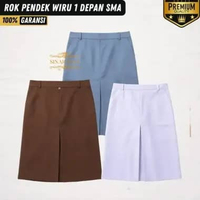 Seragam Rok Span Pendek SMP MTS SMA Kerja Floi Belah 1 Wiru 1 Abu Putih Coklat Size L Abu