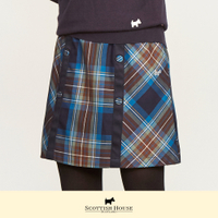 【Scottish House】 包布 排釦 A字 格短裙 (CFT12116)