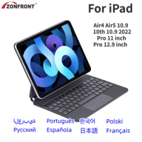 ZONFRONT Magic Keyboard for IPad Air 4 Air 5 10.9 2022 IPad Pro 11 12.9 2021 Funda Magic Keyboard Arabic Russian Ipad Pro Case