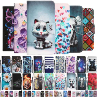 Leather Case For Samsung Galaxy S24 Ultra Plus Flip Wallet Card Slot Holder Fashion Cartoon Painted Phone Book Cover S24Ultra