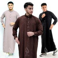 Diskon Jubah Gamis Pria Dewasa Laki Laki Motif Emboss Lengan Manset Model Haramain Alnoorn