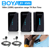 BOYA BY-XM6 S 2.4GHz Condenser Wireless Lavalier Lapel Microphone for PC Mobile Android iPhone DSLRs