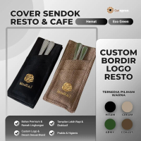 Cover Sendok Premium Custom Bordir Logo Usaha Resto/Cafe/Event Makan Hemat Eco Green Bahan Premium R