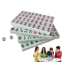 Mahjong Tiles Set Lightweight Portable Mahjong Sets With Clear Engraving Travel Accessories Tile Game Mini For Trips Schools