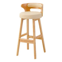 Chair bar stool Coffee shop front desk bar chair Solid wood square stool household high stool vintage