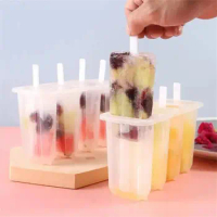 4 Popsicle Molds Set Ice Cream Molds Summer Ice Cream Tools with Stick Cover Ice Maker Gadgets Reusable Popsicle Mold