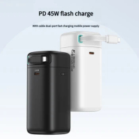 Magnetic Power Bank 18000mAh 45W PD Fast Charging Powerbank Charger With Retractable Cable For iPhone 15 Huawei Xiaomi