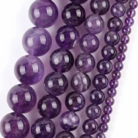 Natural Stone Purple Amethyst Round Loose Spacing Beads Making DIY Bracelets Earrings Accessories Jewelry
